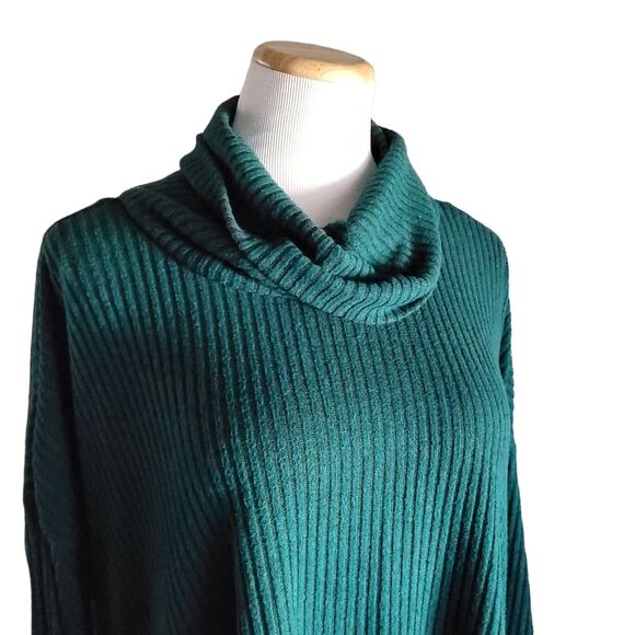 Anthropologie Saturday Sunday Green Rib Knit Sweater Cowl Neck Size XS/S - Picture 5 of 11